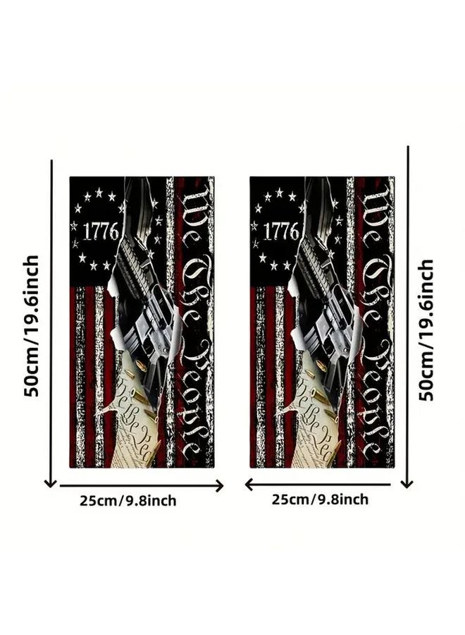 2pcs American Flag Car Decals With 1776 Rifle Design Durable Vinyl B Pillar Protector Stickers - Image 2